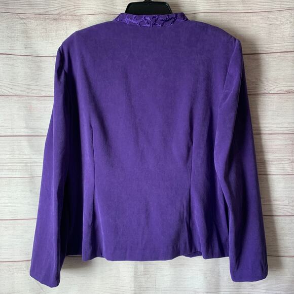 Koret Vintage Purple Blazer Jacket Stretch Embroidered Front Square Button Sz 18 - Picture 5 of 16